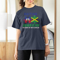 Haitian Jamaican Roots T Shirt For Women Haiti Jamaica Combo Puzzle - Wonder Print Shop