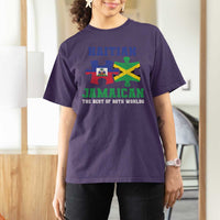 Haitian Jamaican Roots T Shirt For Women Haiti Jamaica Combo Puzzle - Wonder Print Shop