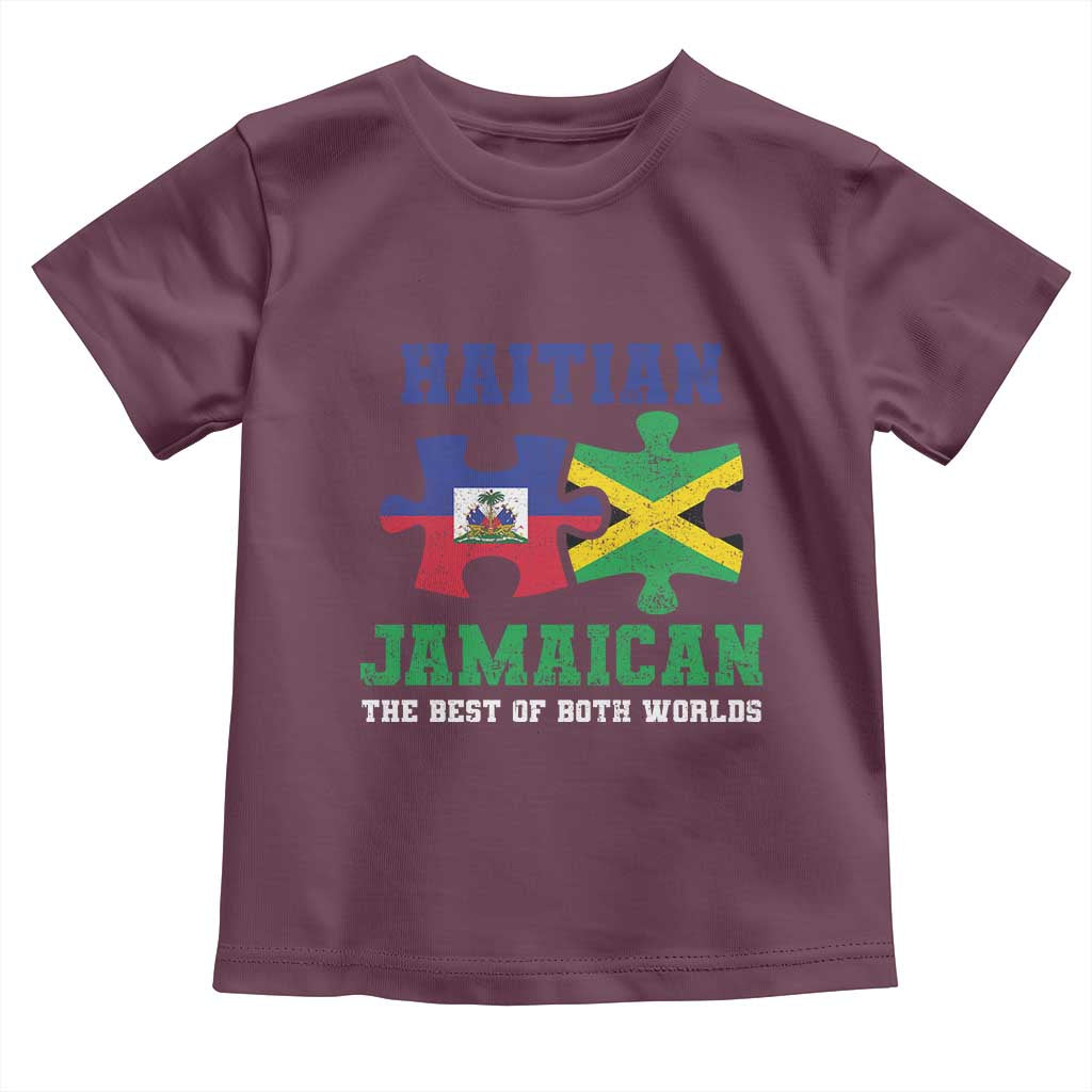 Haitian Jamaican Roots Toddler T Shirt Haiti Jamaica Combo Puzzle - Wonder Print Shop
