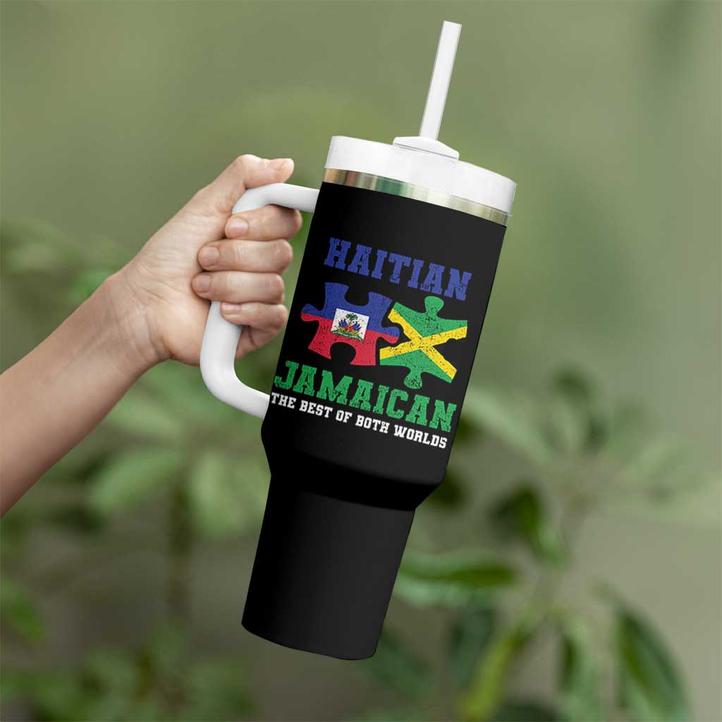 Haitian Jamaican Roots Tumbler With Handle Haiti Jamaica Combo Puzzle - Wonder Print Shop