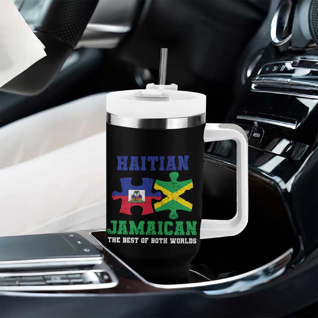 Haitian Jamaican Roots Tumbler With Handle Haiti Jamaica Combo Puzzle - Wonder Print Shop