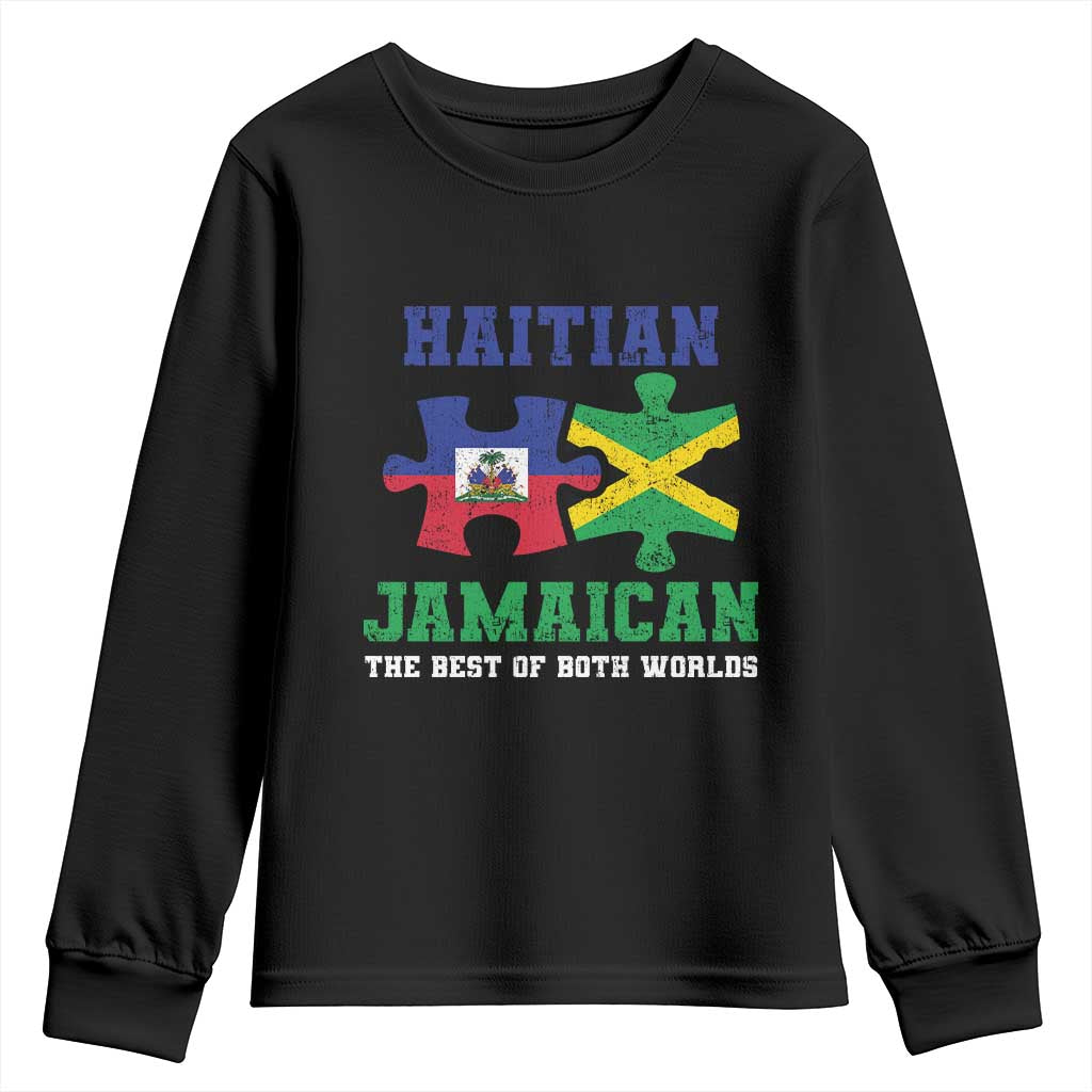 Haitian Jamaican Roots Youth Sweatshirt Haiti Jamaica Combo Puzzle - Wonder Print Shop