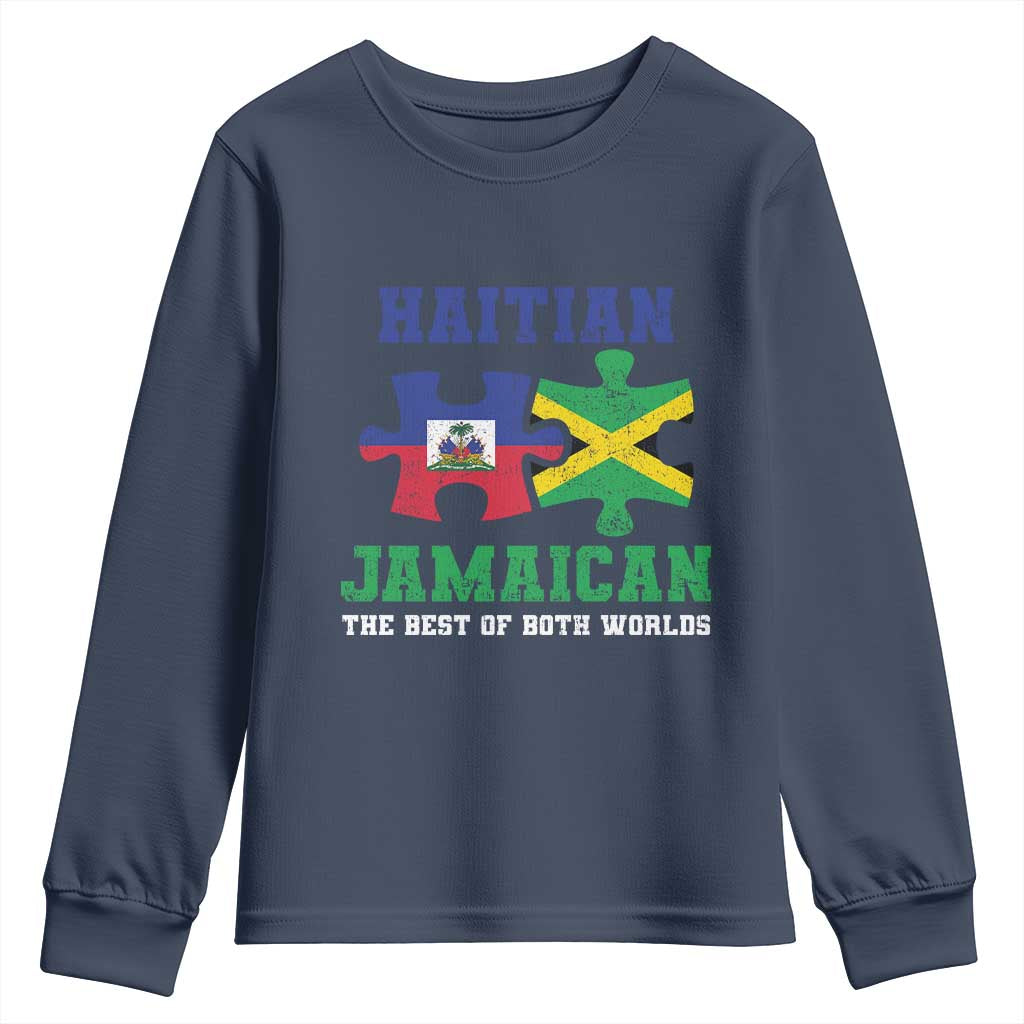 Haitian Jamaican Roots Youth Sweatshirt Haiti Jamaica Combo Puzzle - Wonder Print Shop