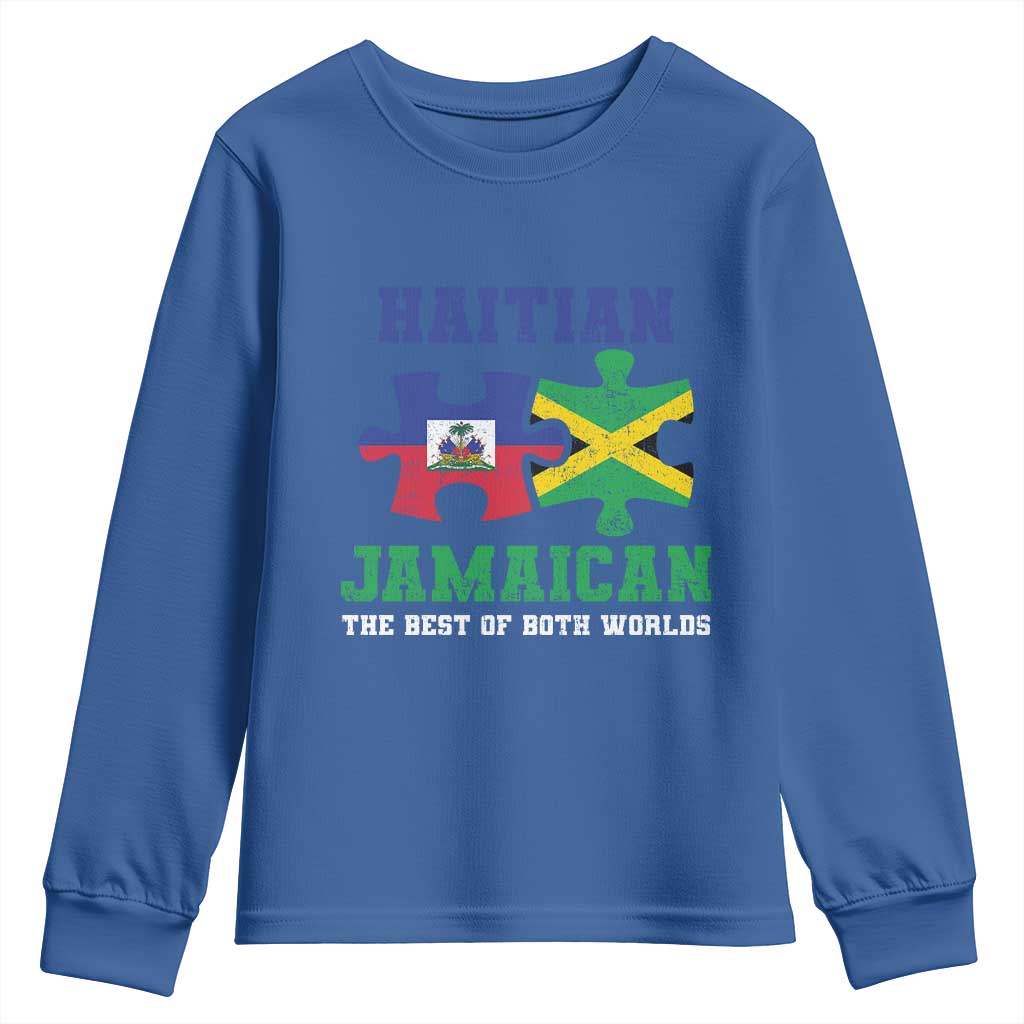 Haitian Jamaican Roots Youth Sweatshirt Haiti Jamaica Combo Puzzle - Wonder Print Shop