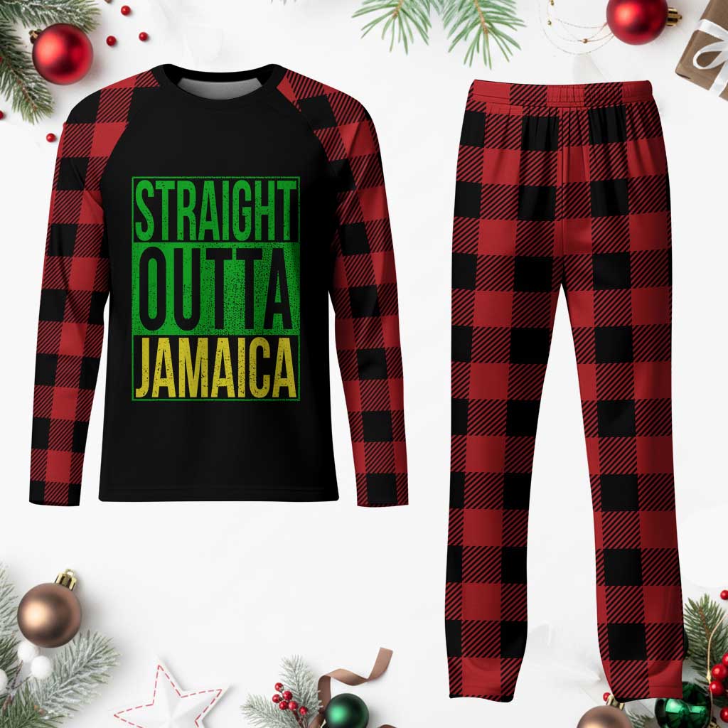 Straight Outta Jamaica Plaid Pajama Set Cool Jamaican Travel Vacation - Wonder Print Shop