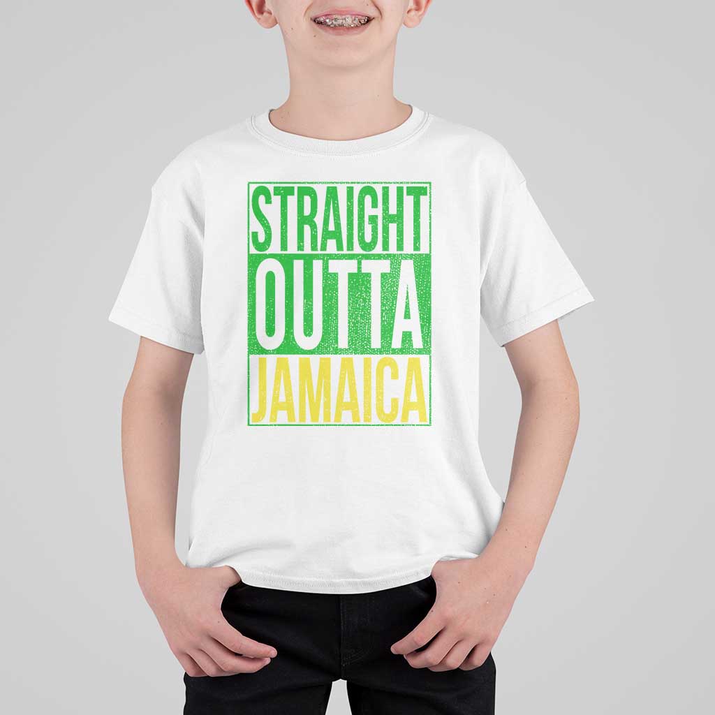 Straight Outta Jamaica T Shirt For Kid Cool Jamaican Travel Vacation - Wonder Print Shop