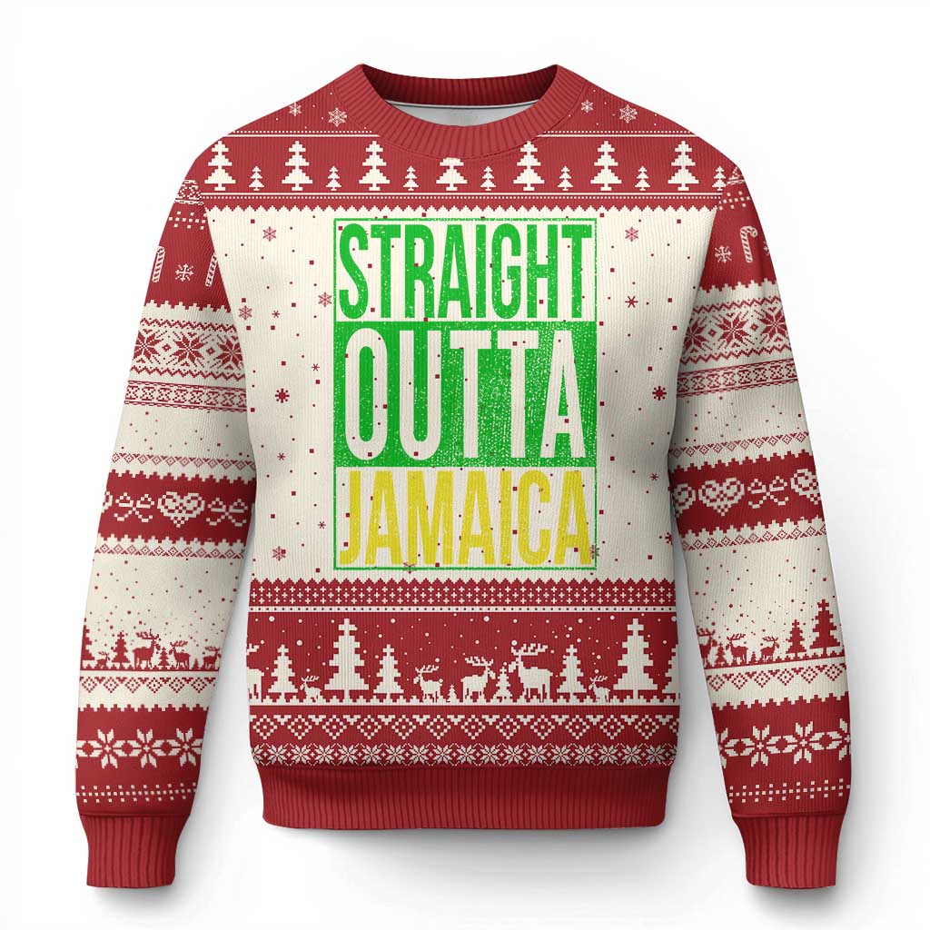 Straight Outta Jamaica Ugly Christmas Sweater Cool Jamaican Travel Vacation - Wonder Print Shop