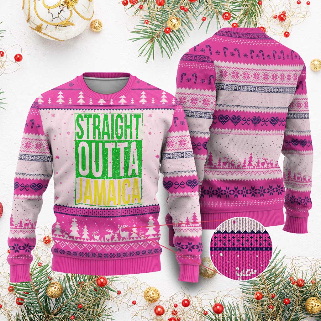 Straight Outta Jamaica Ugly Christmas Sweater Cool Jamaican Travel Vacation - Wonder Print Shop