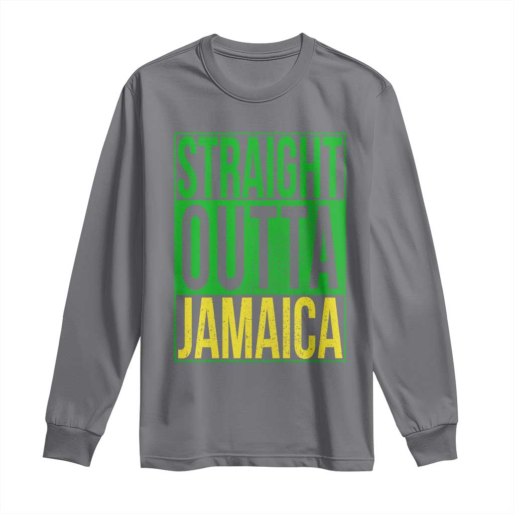 Straight Outta Jamaica Long Sleeve Shirt Cool Jamaican Travel Vacation - Wonder Print Shop