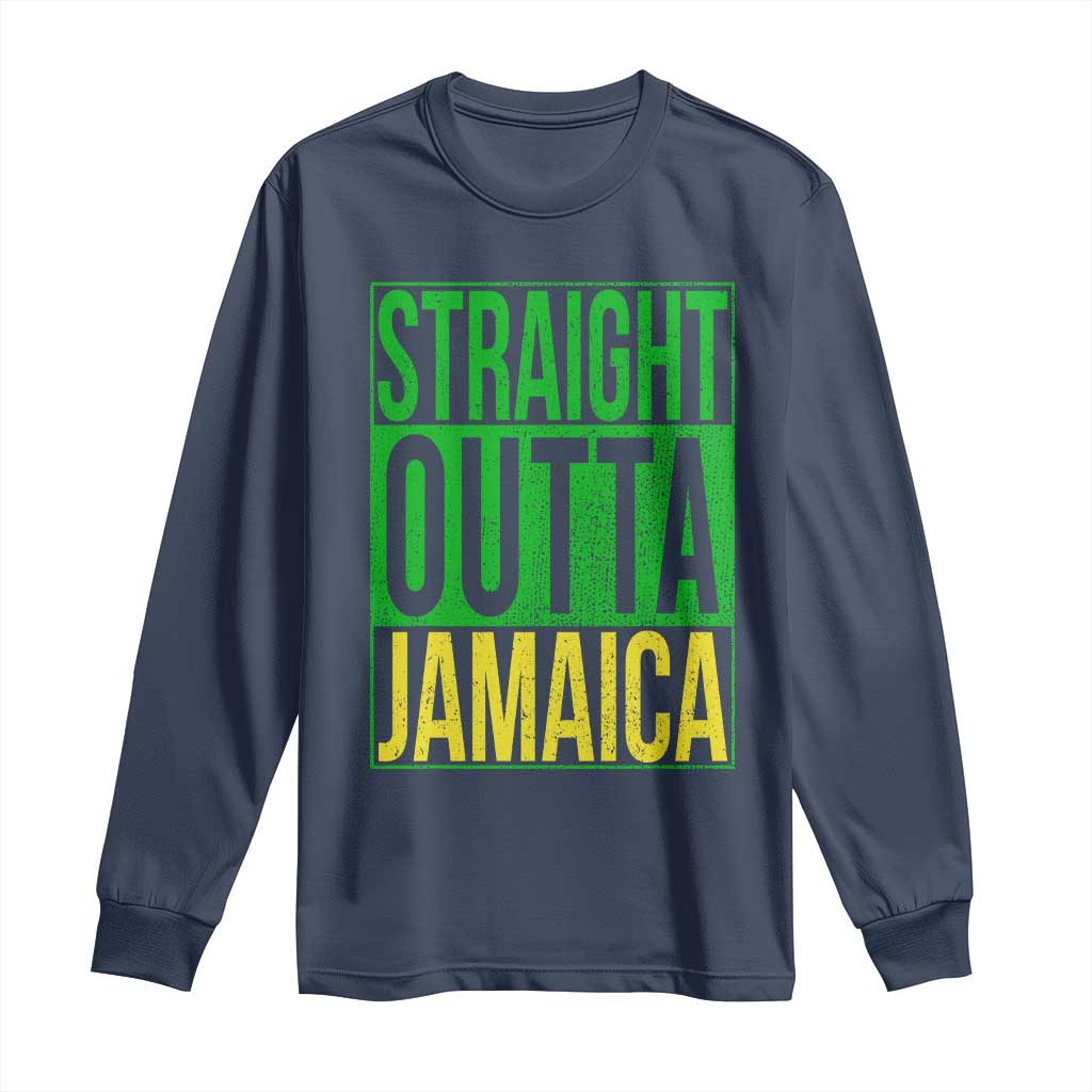Straight Outta Jamaica Long Sleeve Shirt Cool Jamaican Travel Vacation - Wonder Print Shop