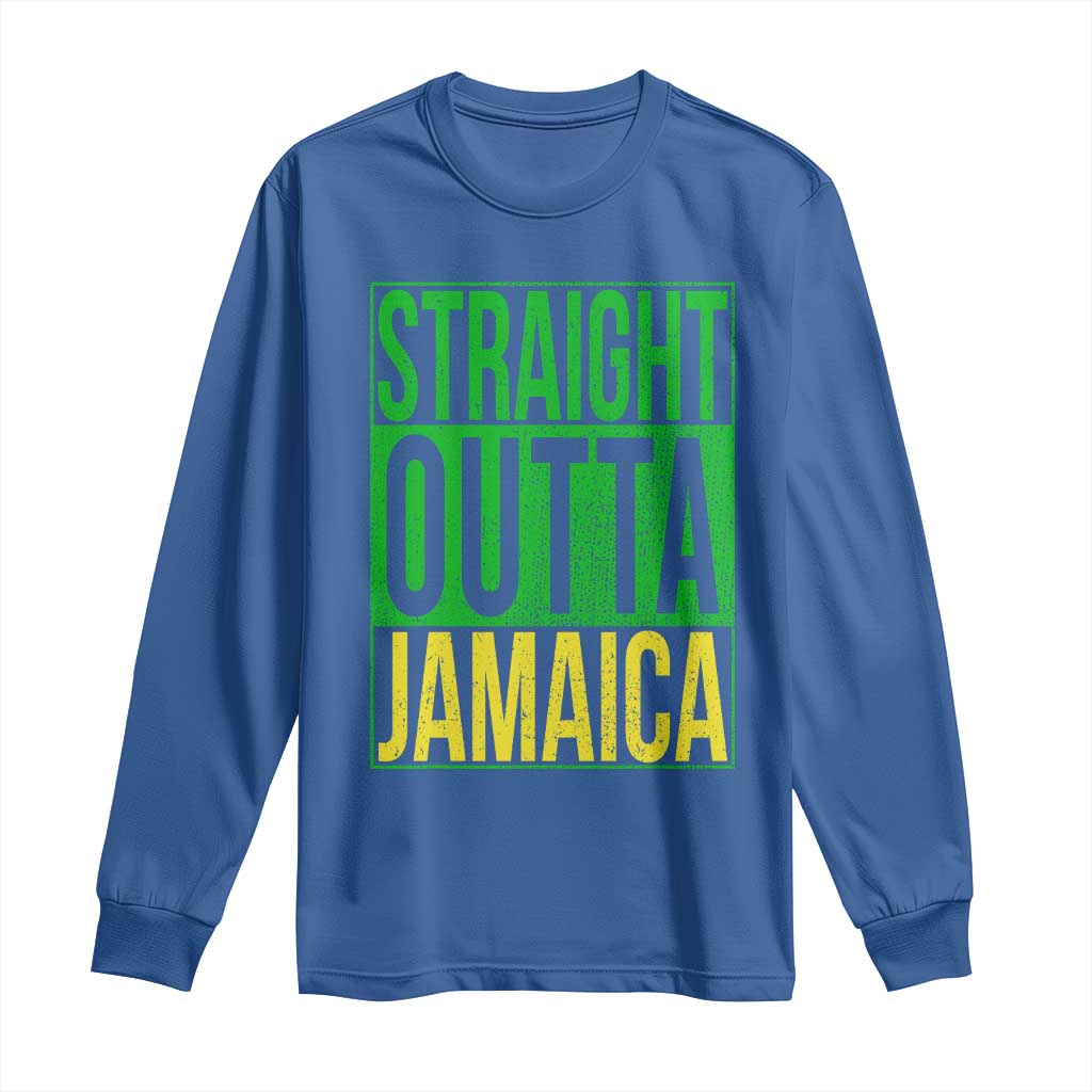 Straight Outta Jamaica Long Sleeve Shirt Cool Jamaican Travel Vacation - Wonder Print Shop