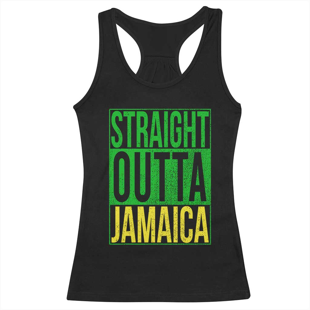 Straight Outta Jamaica Racerback Tank Top Cool Jamaican Travel Vacation - Wonder Print Shop