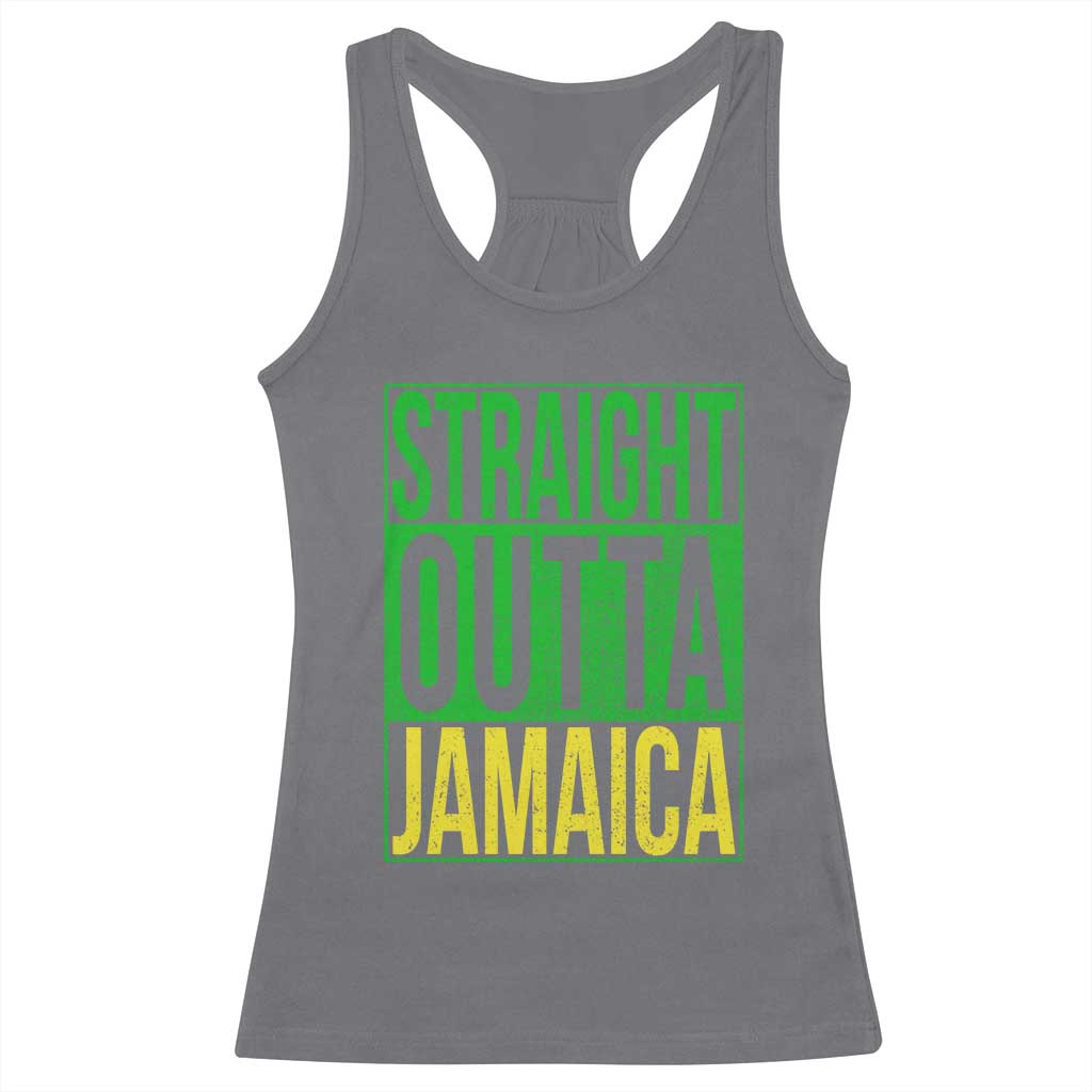 Straight Outta Jamaica Racerback Tank Top Cool Jamaican Travel Vacation - Wonder Print Shop