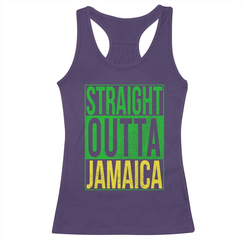 Straight Outta Jamaica Racerback Tank Top Cool Jamaican Travel Vacation - Wonder Print Shop