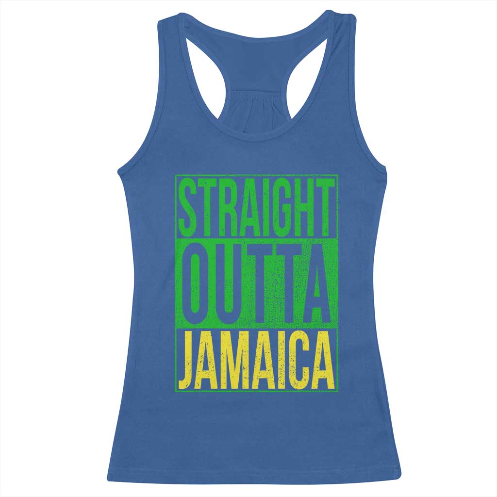 Straight Outta Jamaica Racerback Tank Top Cool Jamaican Travel Vacation - Wonder Print Shop