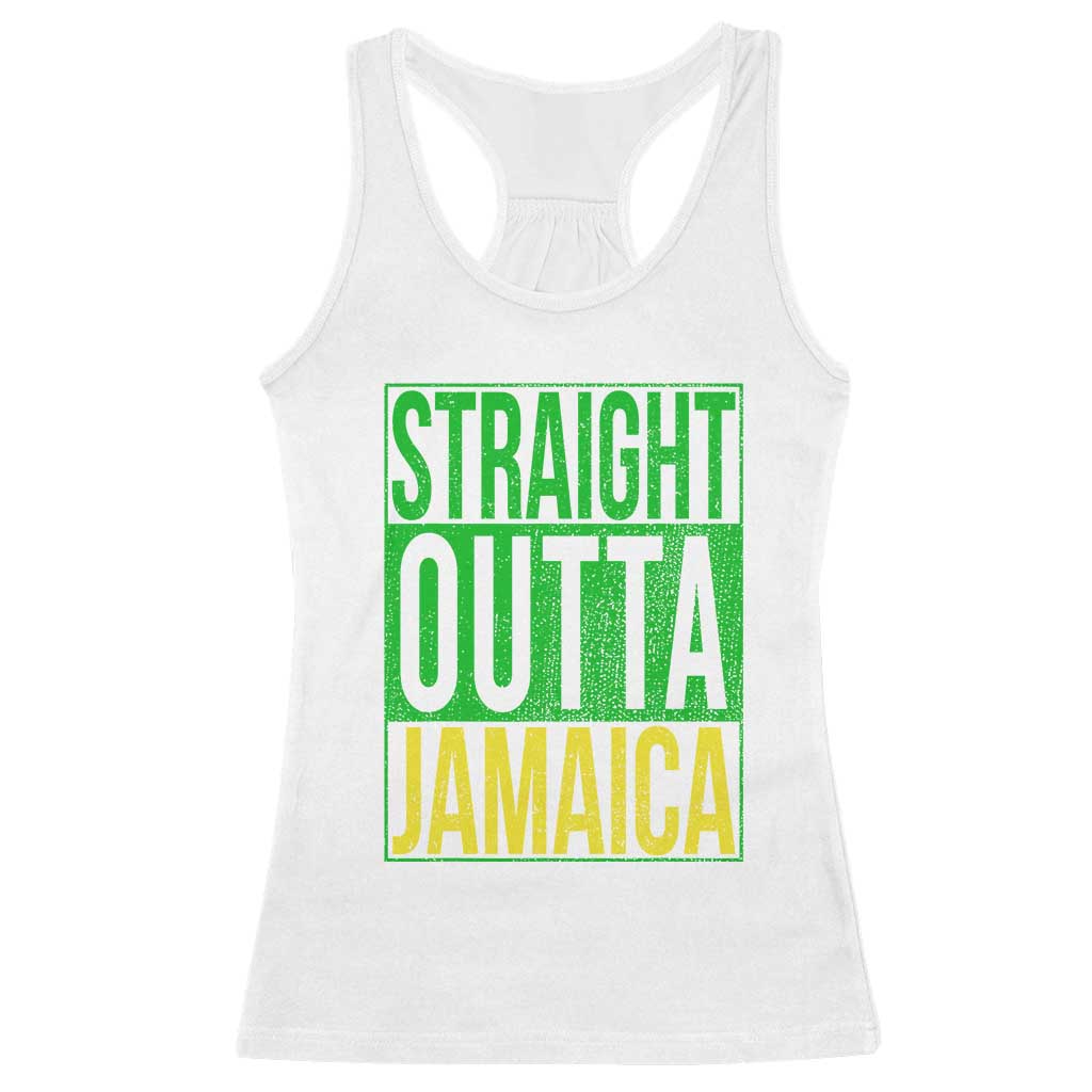 Straight Outta Jamaica Racerback Tank Top Cool Jamaican Travel Vacation - Wonder Print Shop