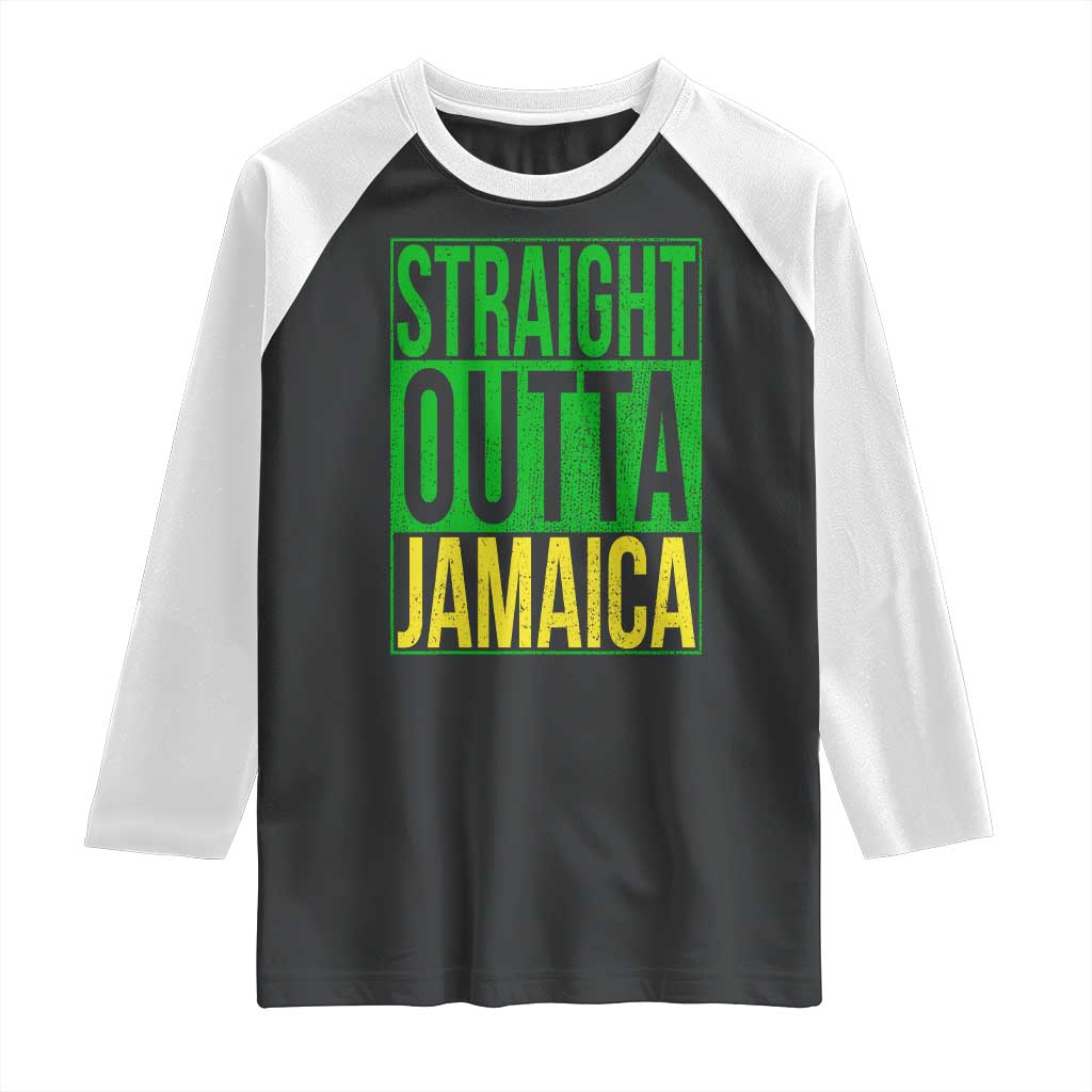 Straight Outta Jamaica Raglan Shirt Cool Jamaican Travel Vacation - Wonder Print Shop