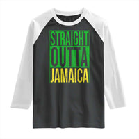 Straight Outta Jamaica Raglan Shirt Cool Jamaican Travel Vacation - Wonder Print Shop