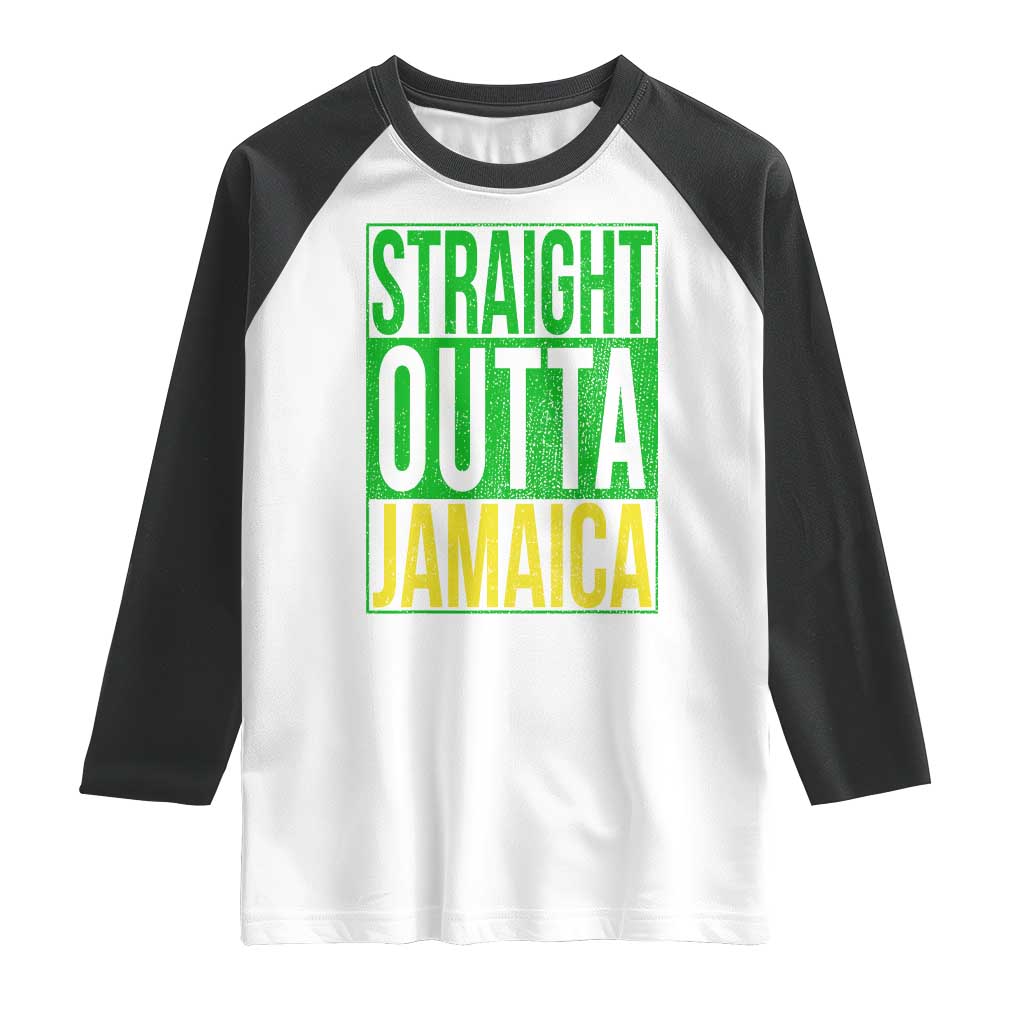 Straight Outta Jamaica Raglan Shirt Cool Jamaican Travel Vacation - Wonder Print Shop