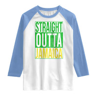 Straight Outta Jamaica Raglan Shirt Cool Jamaican Travel Vacation - Wonder Print Shop