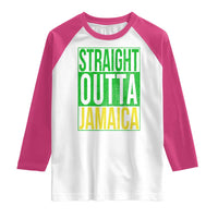 Straight Outta Jamaica Raglan Shirt Cool Jamaican Travel Vacation - Wonder Print Shop