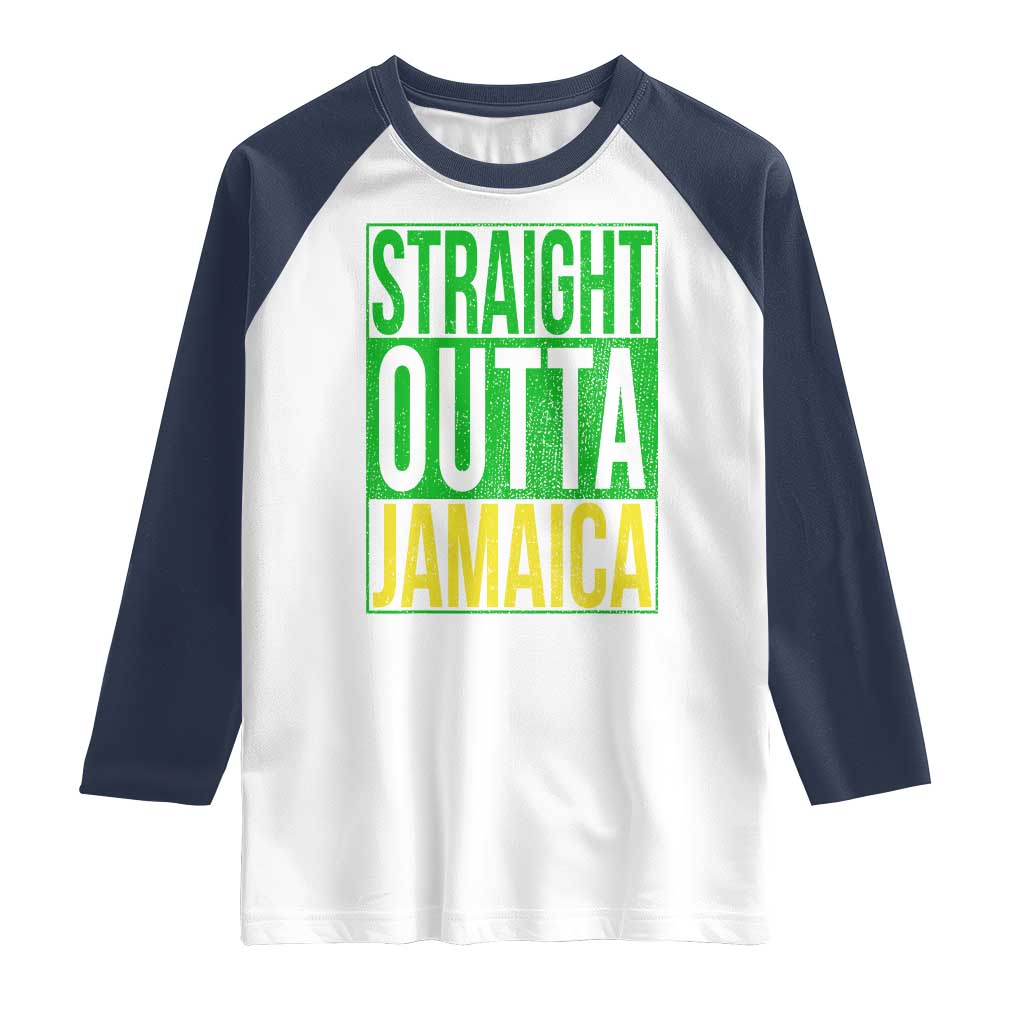 Straight Outta Jamaica Raglan Shirt Cool Jamaican Travel Vacation - Wonder Print Shop