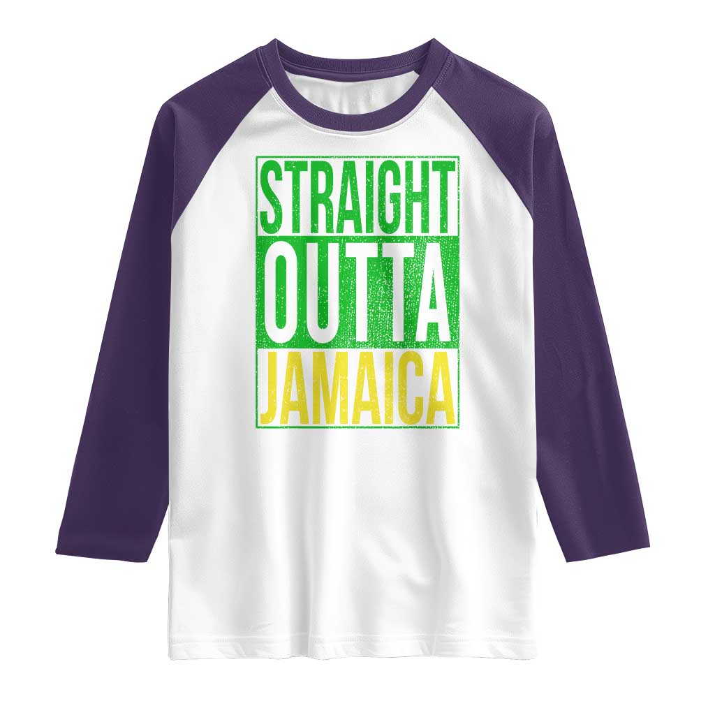 Straight Outta Jamaica Raglan Shirt Cool Jamaican Travel Vacation - Wonder Print Shop