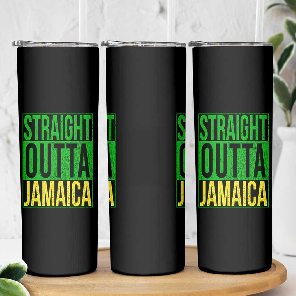 Straight Outta Jamaica Skinny Tumbler Cool Jamaican Travel Vacation - Wonder Print Shop