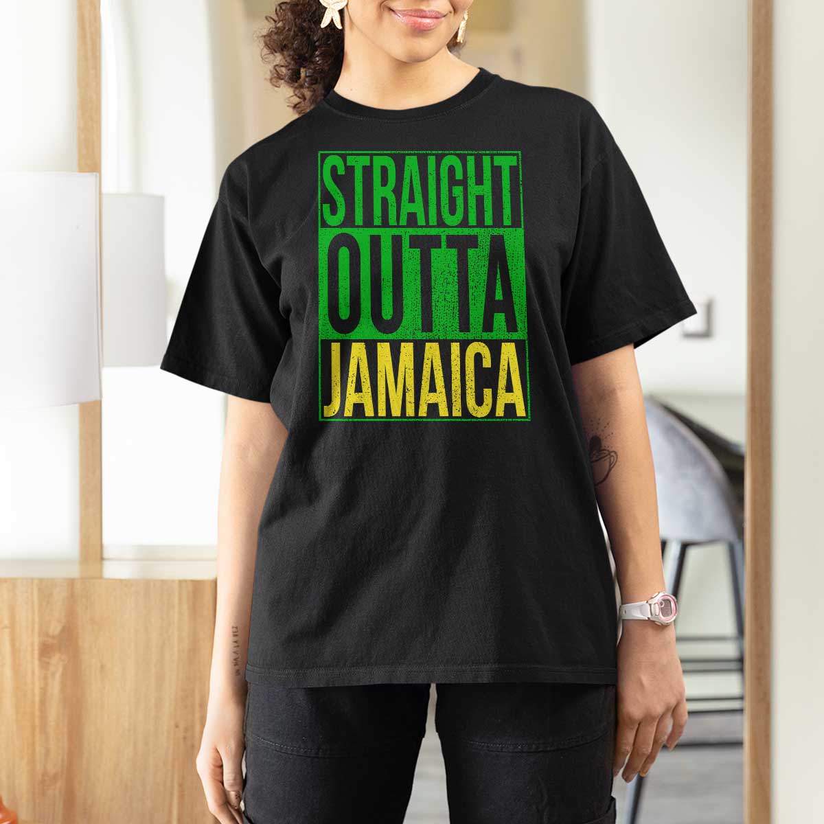 Straight Outta Jamaica T Shirt For Women Cool Jamaican Travel Vacation - Wonder Print Shop
