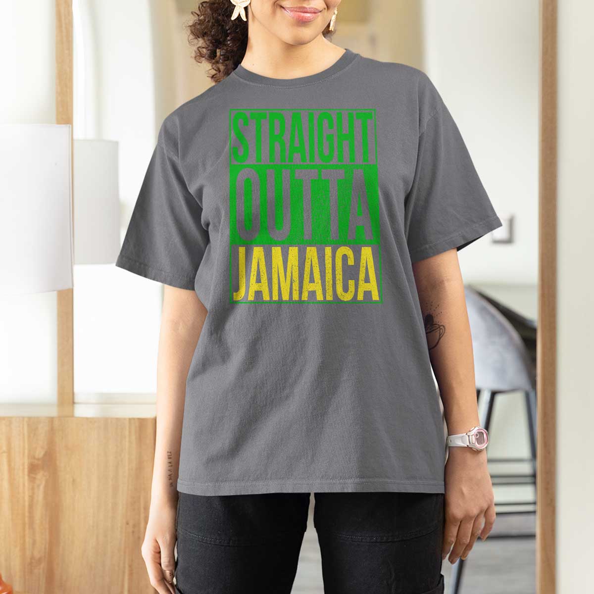 Straight Outta Jamaica T Shirt For Women Cool Jamaican Travel Vacation - Wonder Print Shop