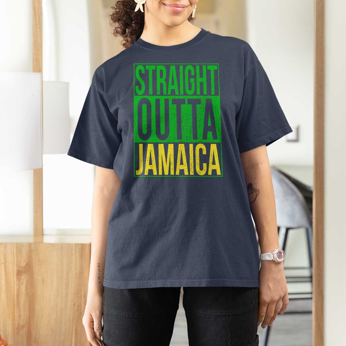 Straight Outta Jamaica T Shirt For Women Cool Jamaican Travel Vacation - Wonder Print Shop