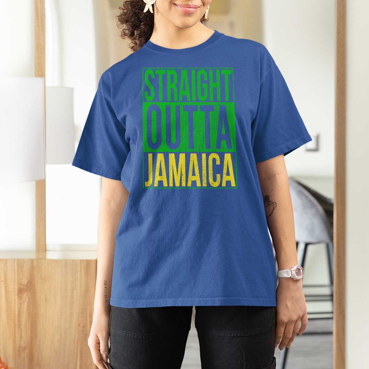 Straight Outta Jamaica T Shirt For Women Cool Jamaican Travel Vacation - Wonder Print Shop
