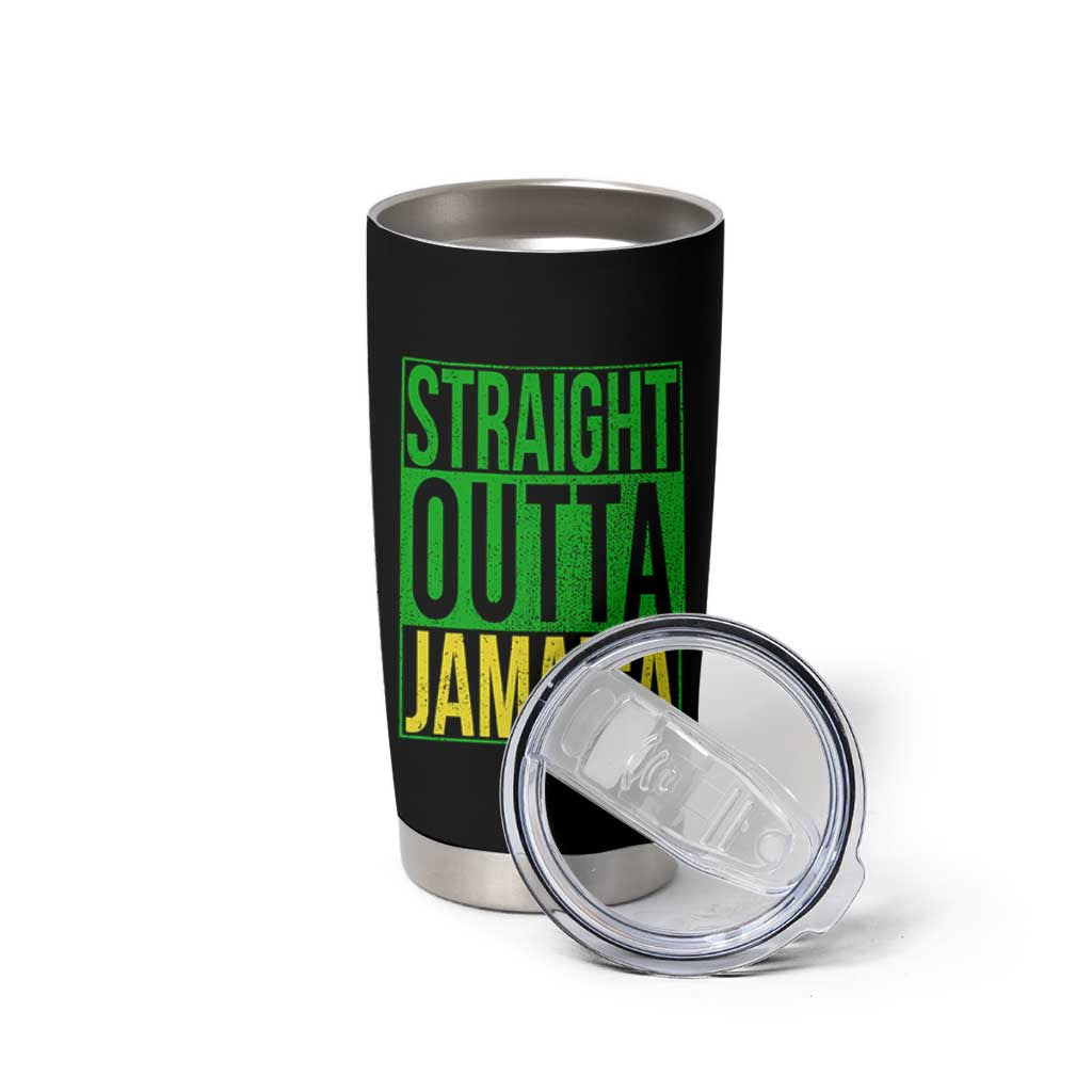 Straight Outta Jamaica Tumbler Cup Cool Jamaican Travel Vacation - Wonder Print Shop
