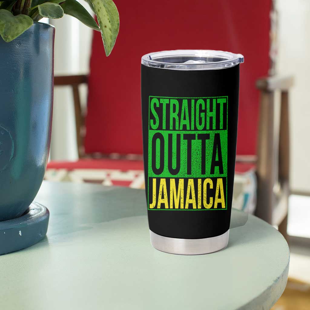 Straight Outta Jamaica Tumbler Cup Cool Jamaican Travel Vacation - Wonder Print Shop