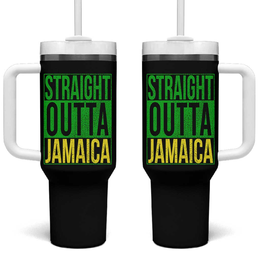 Straight Outta Jamaica Tumbler With Handle Cool Jamaican Travel Vacation - Wonder Print Shop