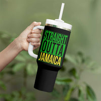 Straight Outta Jamaica Tumbler With Handle Cool Jamaican Travel Vacation - Wonder Print Shop