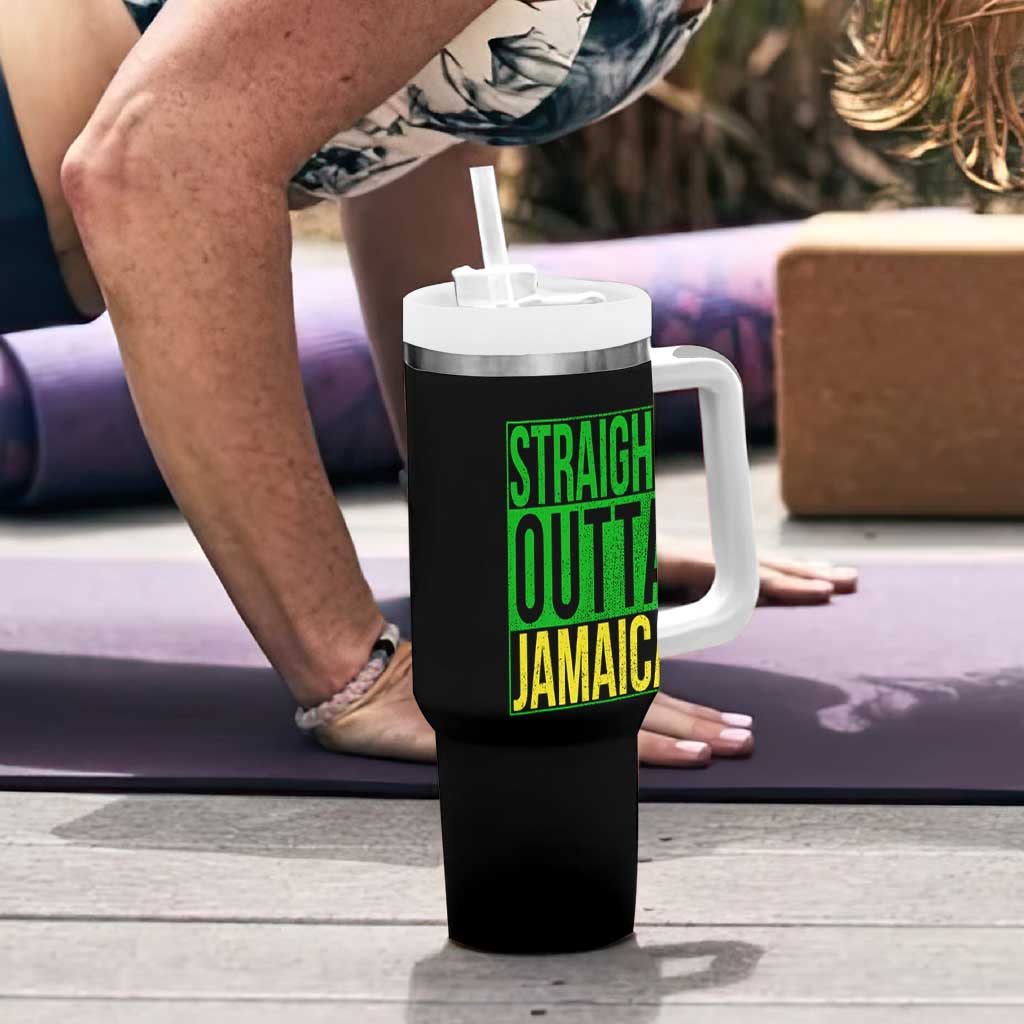 Straight Outta Jamaica Tumbler With Handle Cool Jamaican Travel Vacation - Wonder Print Shop