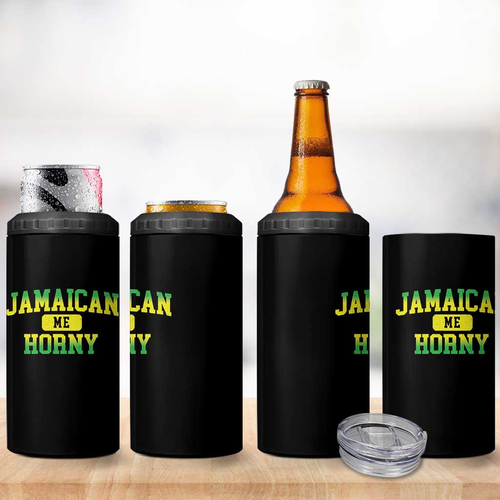Jamaican Me Horny 4 in 1 Can Cooler Tumbler Funny Caribbean Party - Wonder Print Shop