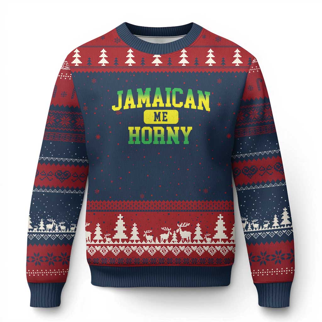 Jamaican Me Horny Ugly Christmas Sweater Funny Caribbean Party - Wonder Print Shop