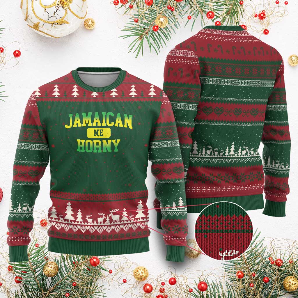 Jamaican Me Horny Ugly Christmas Sweater Funny Caribbean Party - Wonder Print Shop