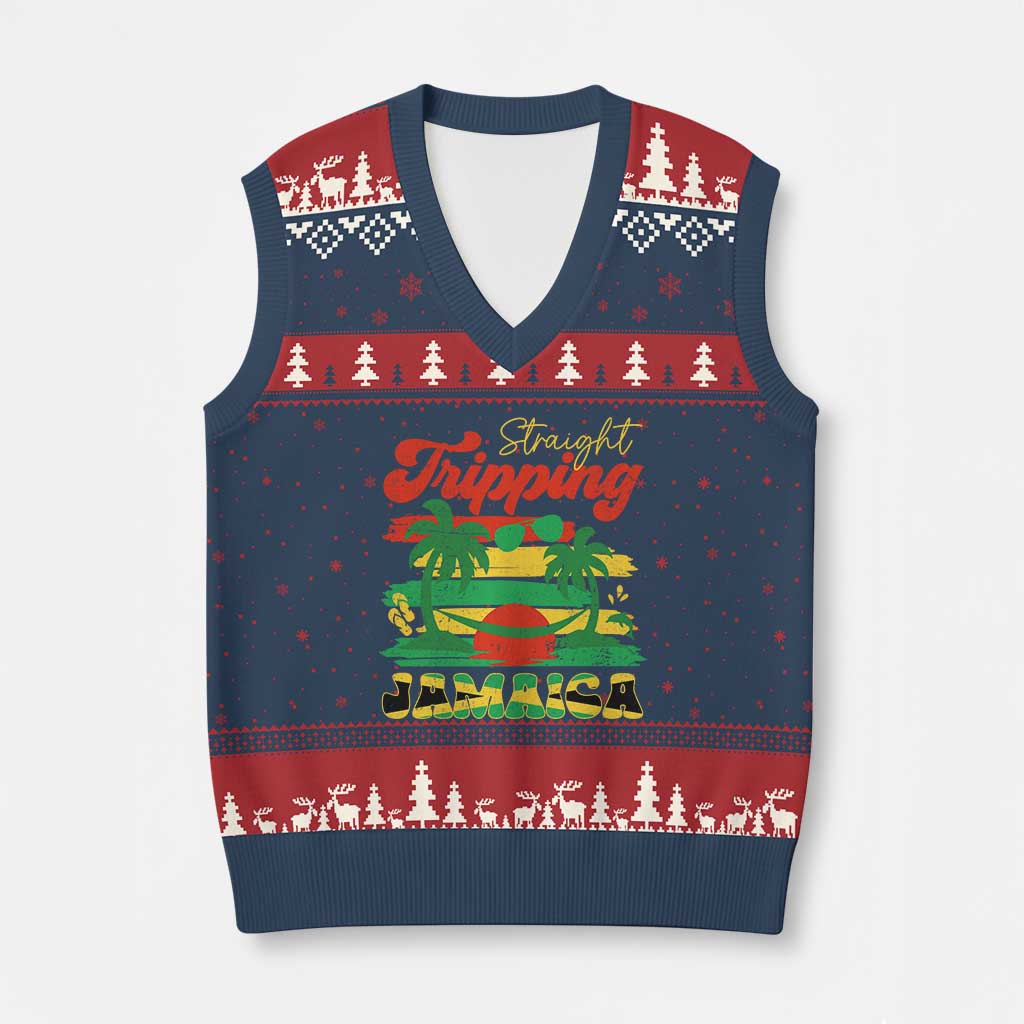 Jamaica Vacation V-Neck Knit Sweater Vest Straight Trippin Jamaica Family Girls Trip - Wonder Print Shop