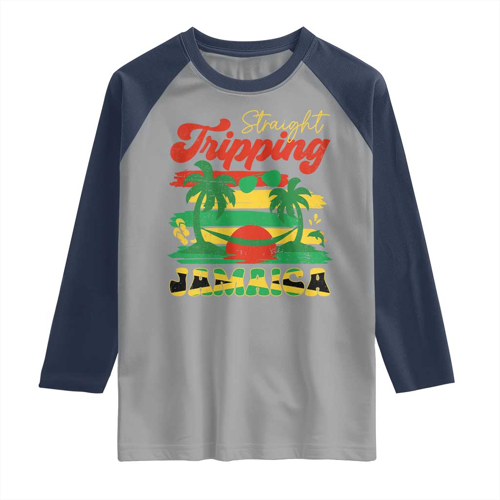 Jamaica Vacation Raglan Shirt Straight Trippin Jamaica Family Girls Trip - Wonder Print Shop