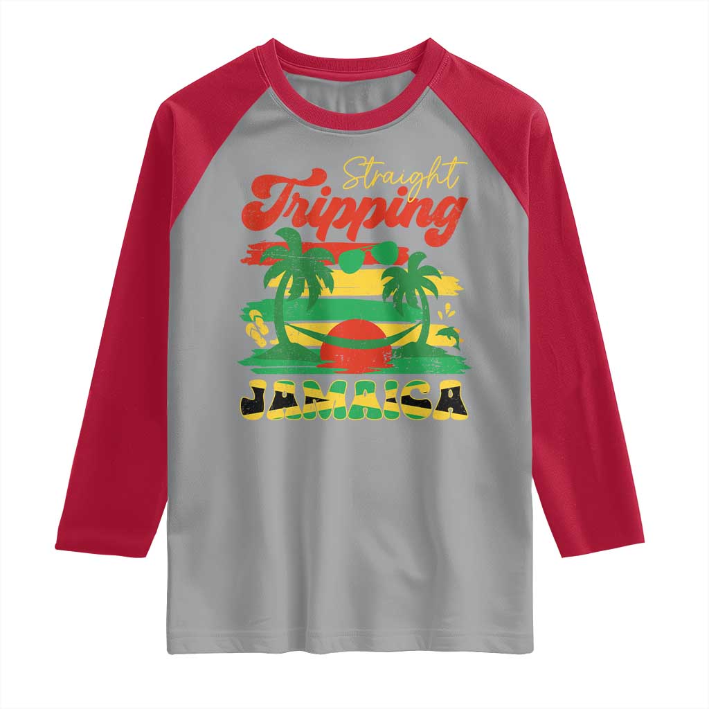 Jamaica Vacation Raglan Shirt Straight Trippin Jamaica Family Girls Trip - Wonder Print Shop