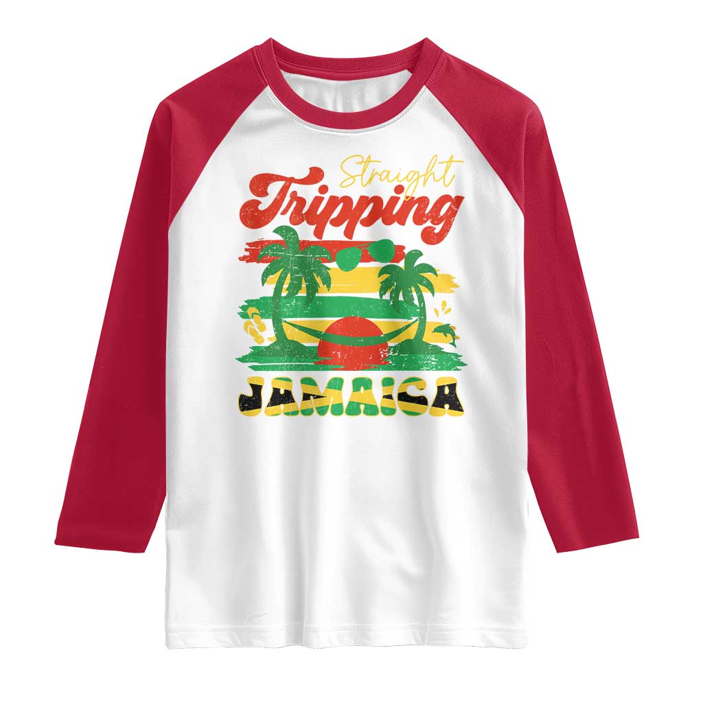 Jamaica Vacation Raglan Shirt Straight Trippin Jamaica Family Girls Trip - Wonder Print Shop