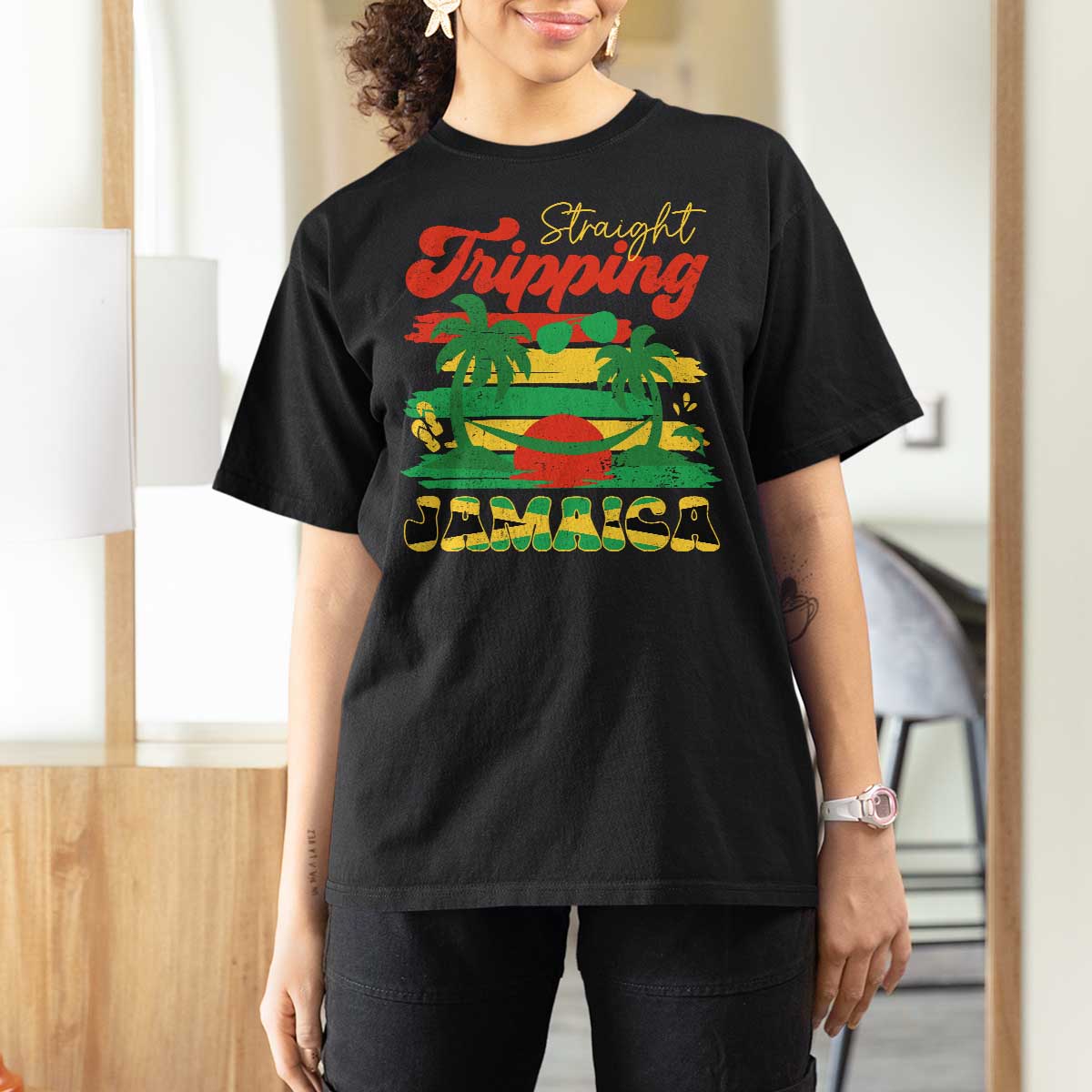 Jamaica Vacation T Shirt For Women Straight Trippin Jamaica Family Girls Trip - Wonder Print Shop