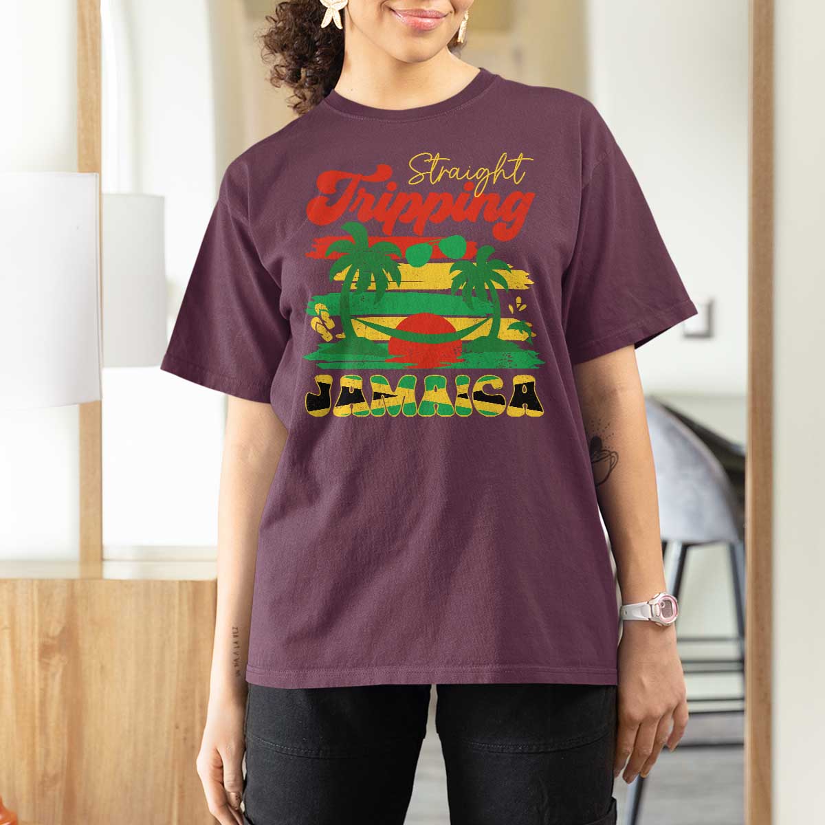 Jamaica Vacation T Shirt For Women Straight Trippin Jamaica Family Girls Trip - Wonder Print Shop