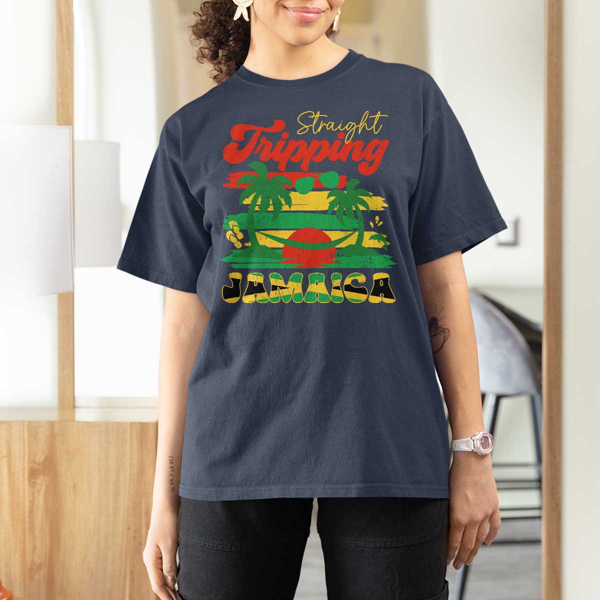 Jamaica Vacation T Shirt For Women Straight Trippin Jamaica Family Girls Trip - Wonder Print Shop