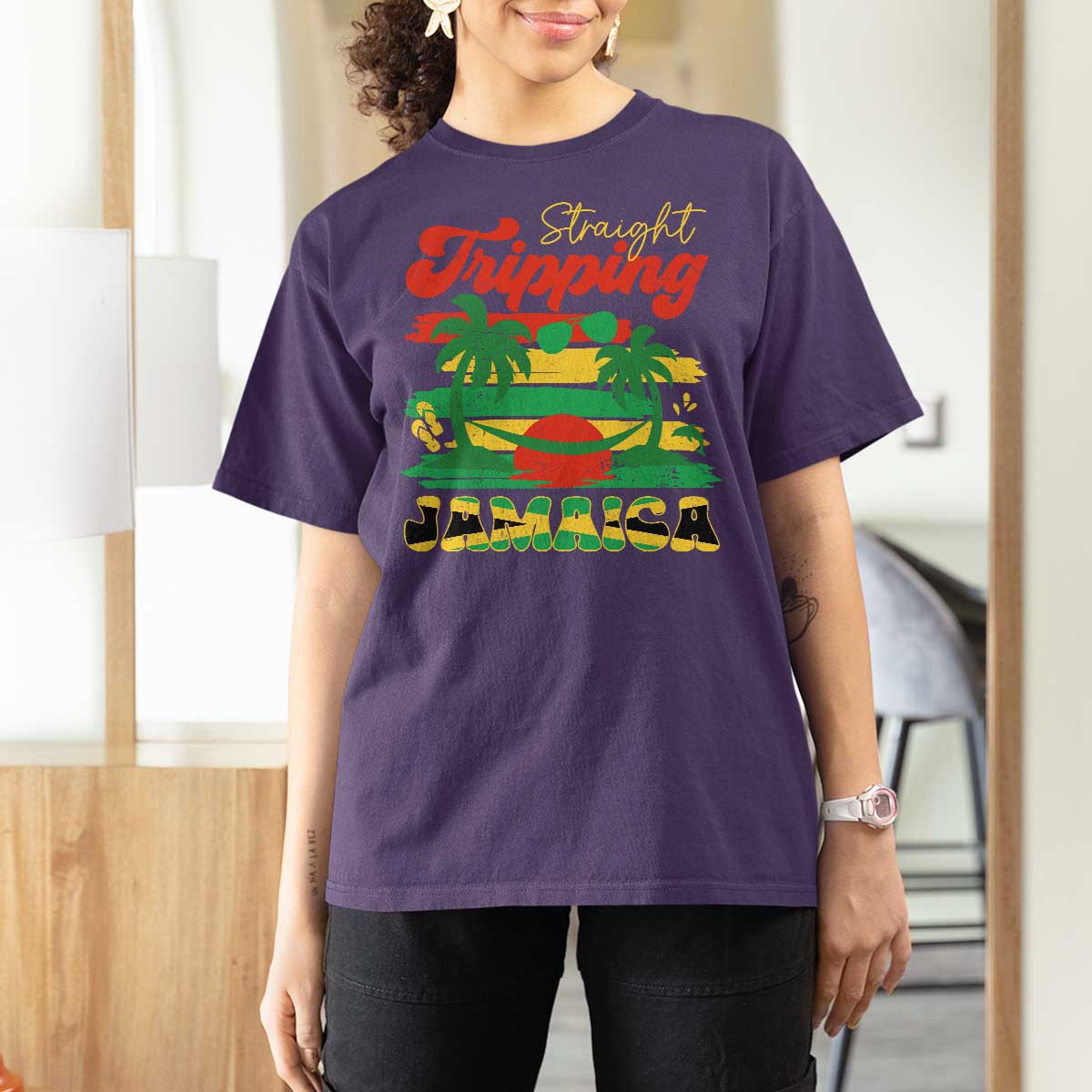 Jamaica Vacation T Shirt For Women Straight Trippin Jamaica Family Girls Trip - Wonder Print Shop