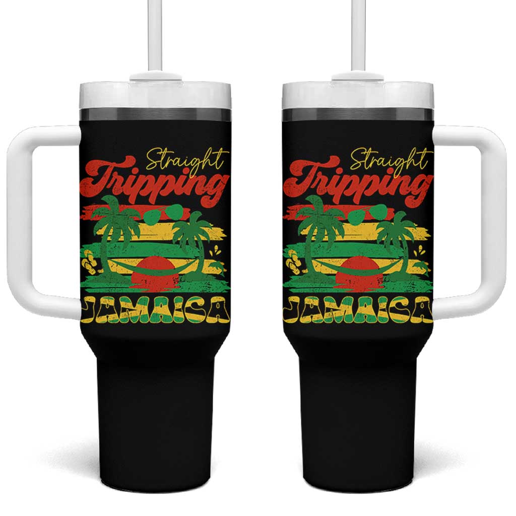 Jamaica Vacation Tumbler With Handle Straight Trippin Jamaica Family Girls Trip - Wonder Print Shop
