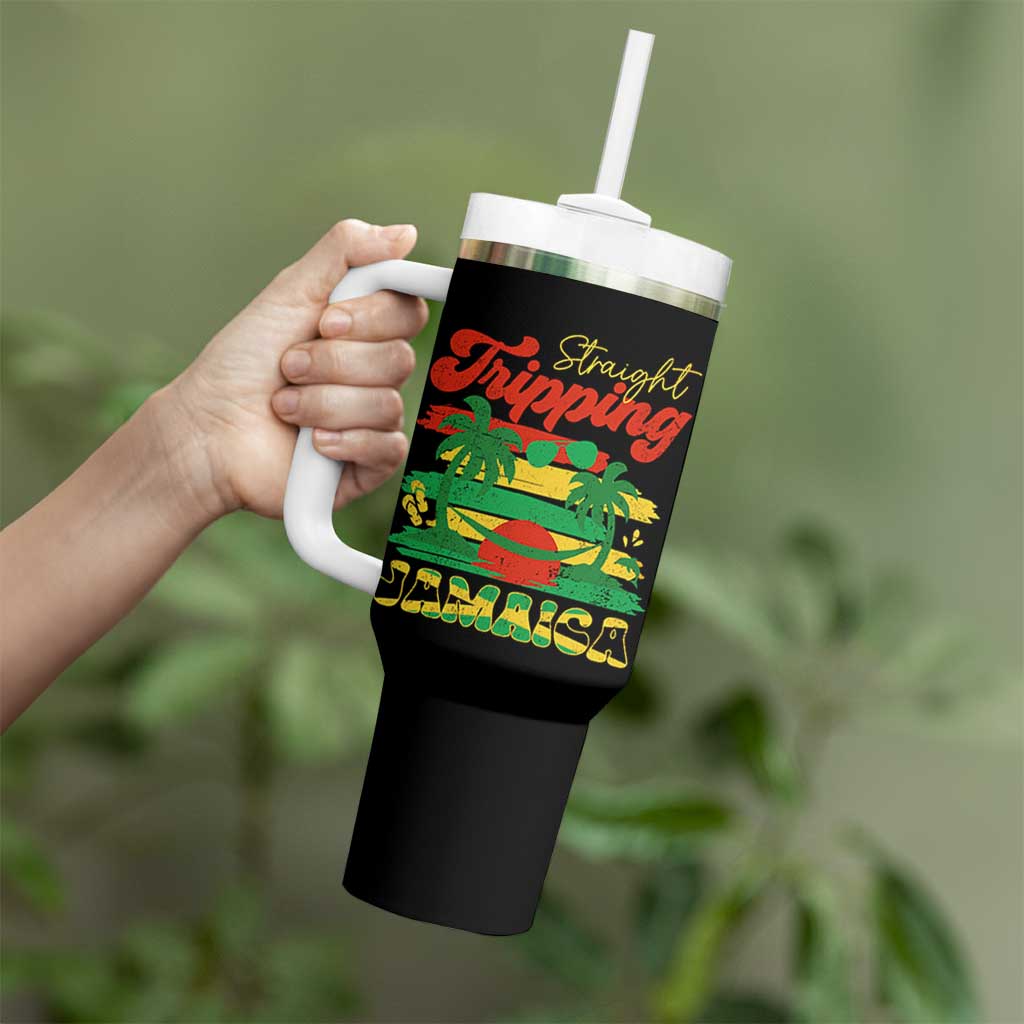 Jamaica Vacation Tumbler With Handle Straight Trippin Jamaica Family Girls Trip - Wonder Print Shop